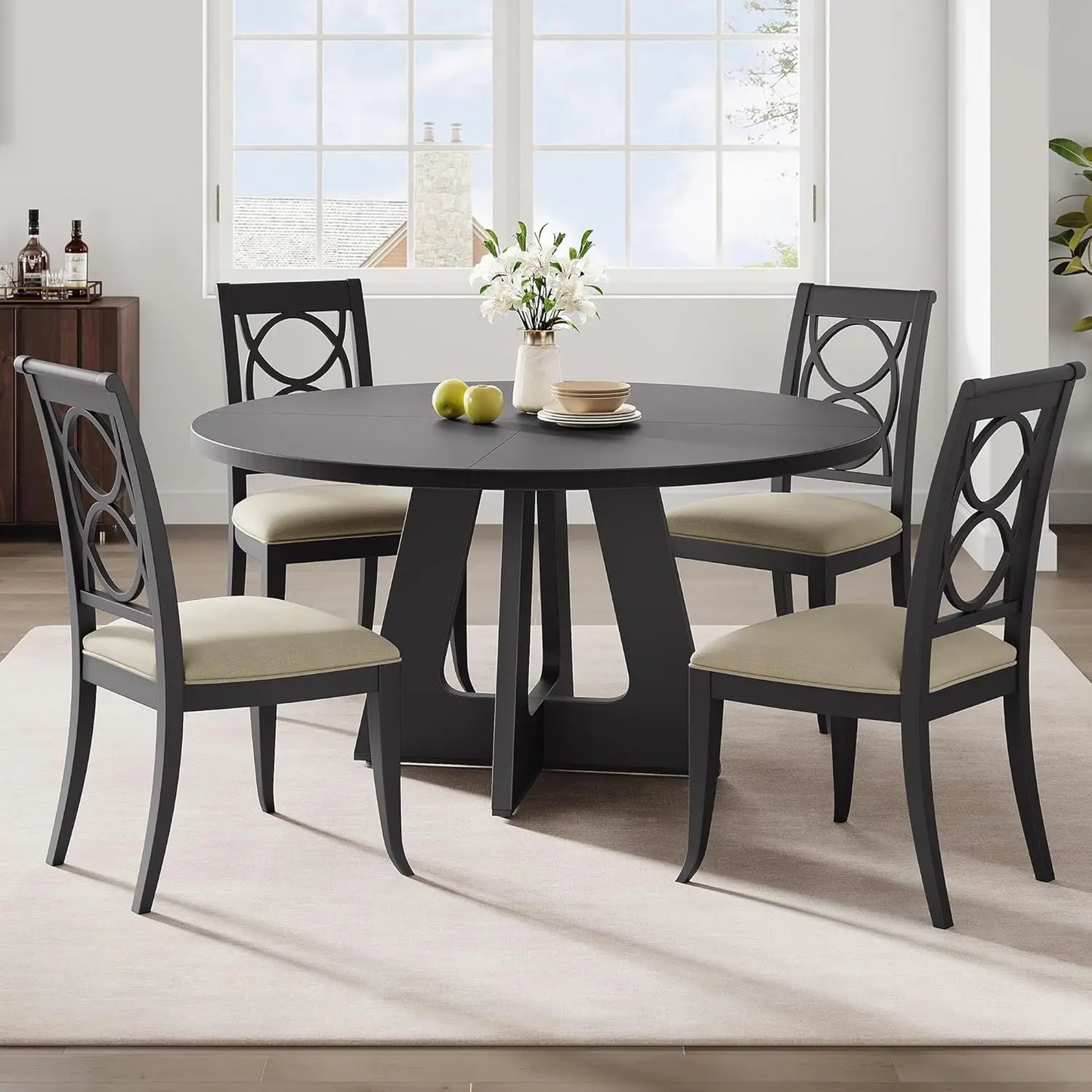 HobbyLane Rustic Round Dining Table for 4-6 People