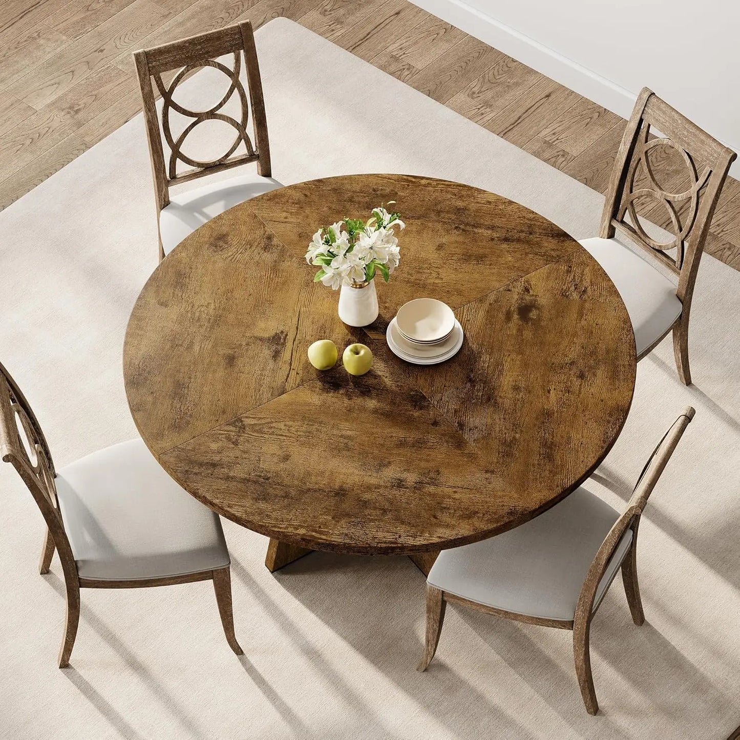 HobbyLane Rustic Round Dining Table for 4-6 People