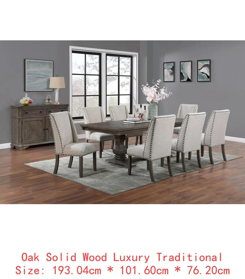 Traditional Dining Set With Leaf And Wingback Cushioned Chairs