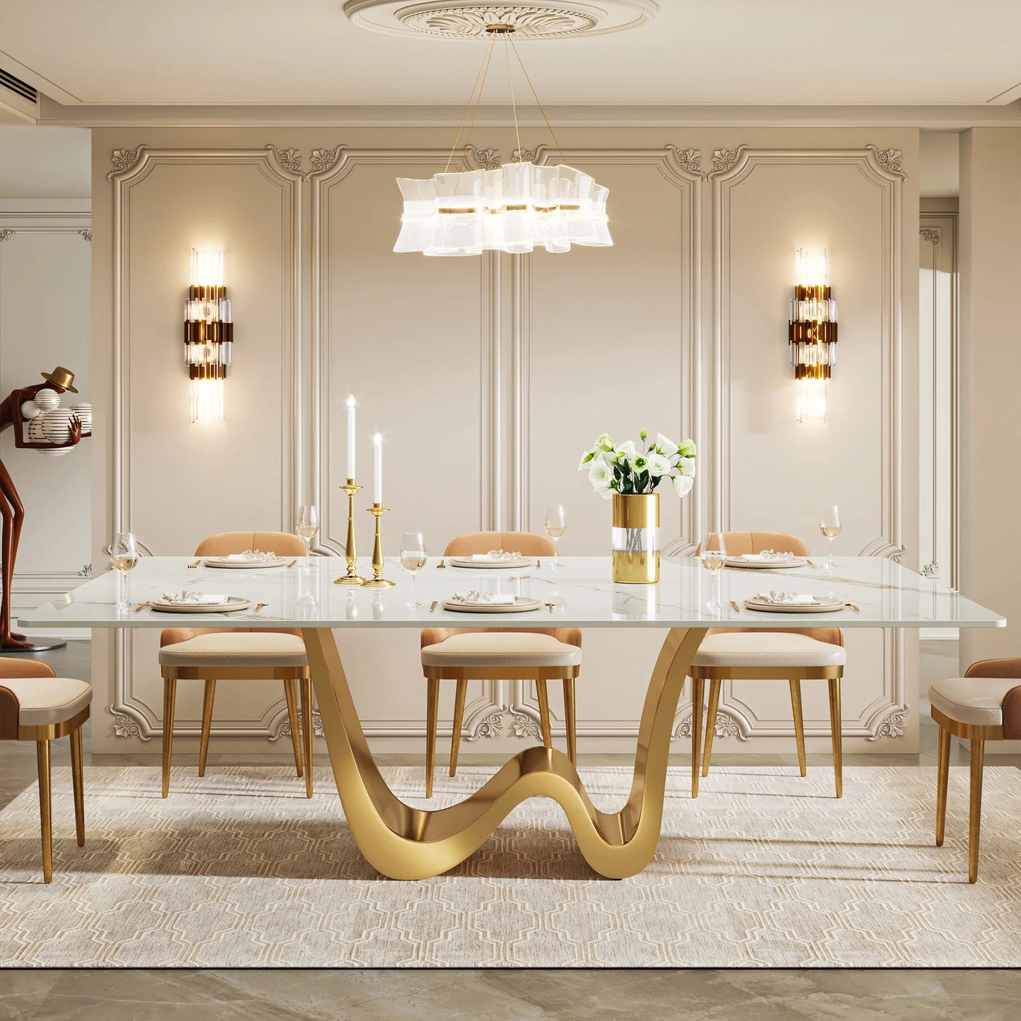 Tribesigns Sintered Stone Dining Table Modern Rectangle