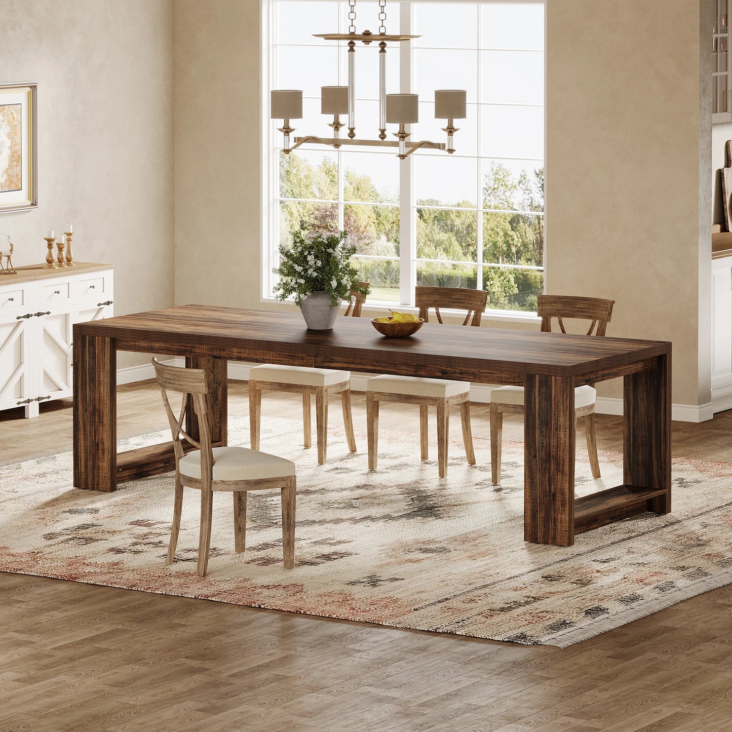 Tribesigns Modern Dining Table With Durable Pedestal Base