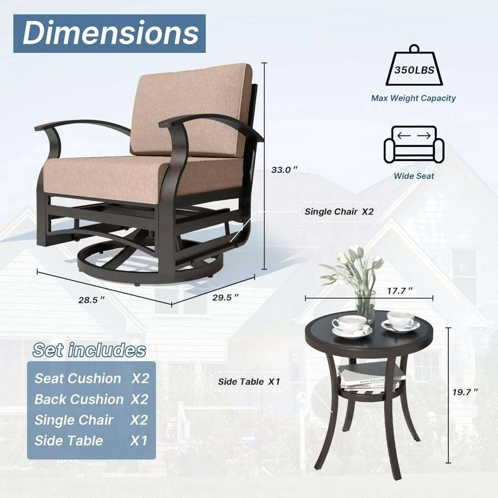 Aluminum Patio Furniture Set With Rocking Chairs For Outdoor Use
