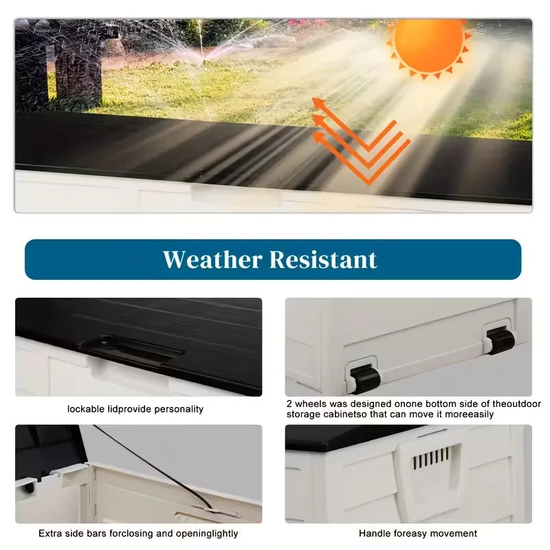Outdoor Deck Box With Lockable Lid And Heavy Hinged Door