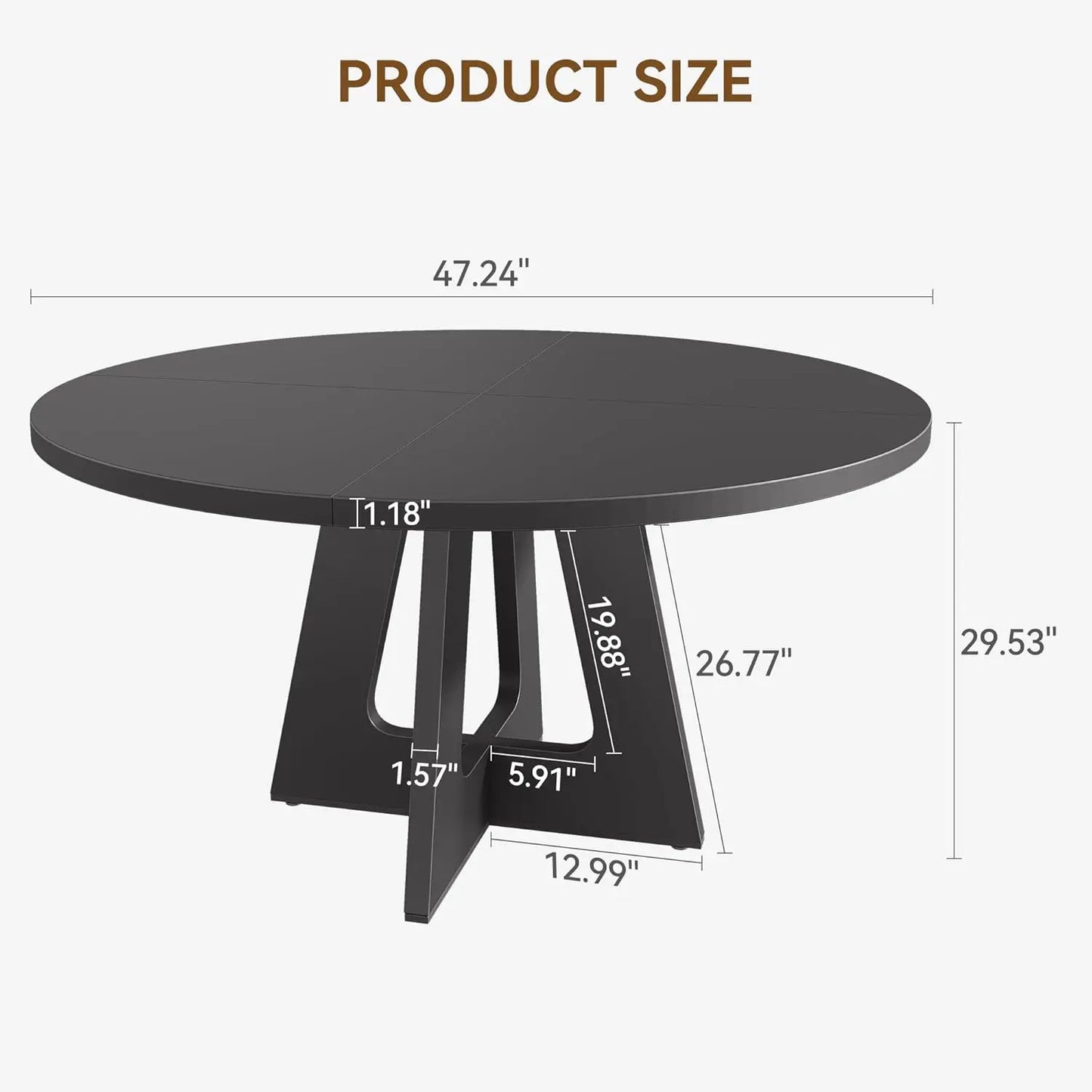 HobbyLane Rustic Round Dining Table for 4-6 People