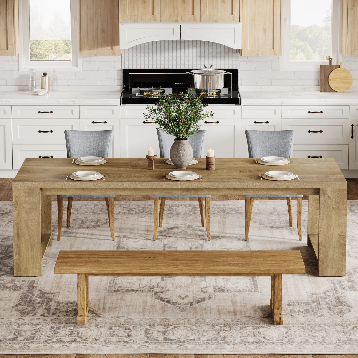 Tribesigns Modern Dining Table With Durable Pedestal Base