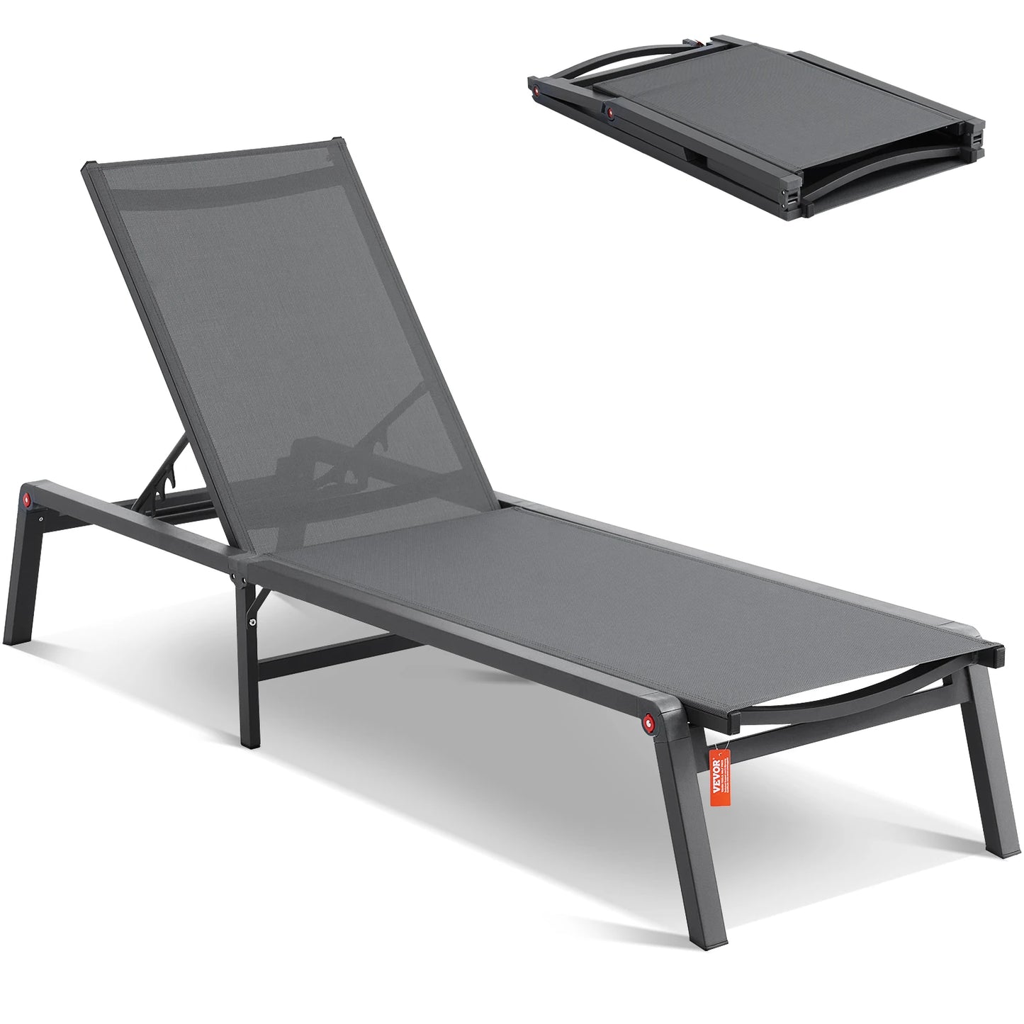 SucceBuy Outdoor Aluminum Chaise Lounge Chair Folding Recliner