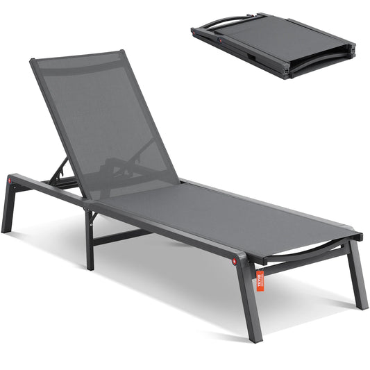 SucceBuy Outdoor Aluminum Chaise Lounge Chair Folding Recliner