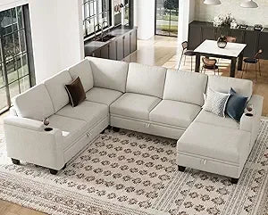 Ticify Chenille Modular Sectional Sofa L Shaped with Storage Armrest