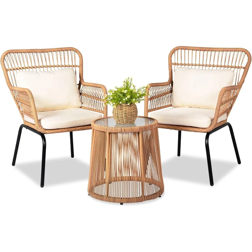 DAFIFY Outdoor Wicker Bistro Set Rattan Patio Furniture