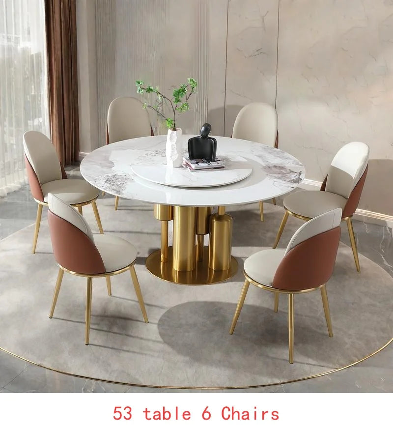 Modern Round Marble Dining Table With Lazy Susan Sintered Stone