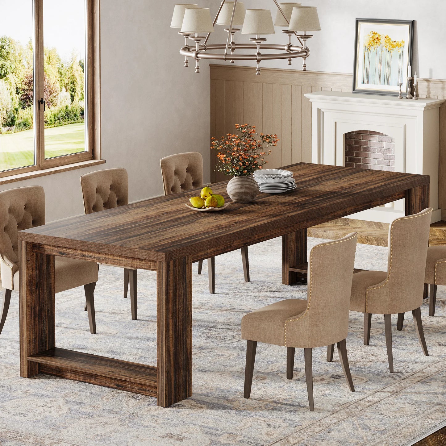 Tribesigns Modern Dining Table With Durable Pedestal Base