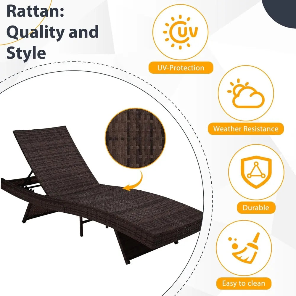 Sundale Outdoor Wicker Chaise Lounge Chair Set of 2