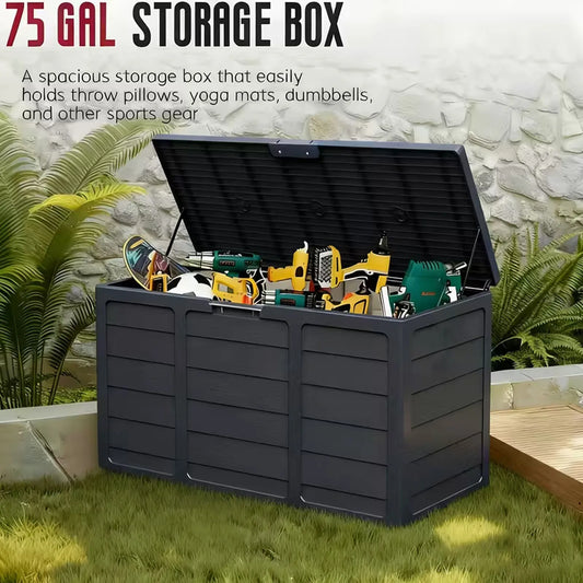 Outdoor Deck Box With Lockable Lid And Heavy Hinged Door