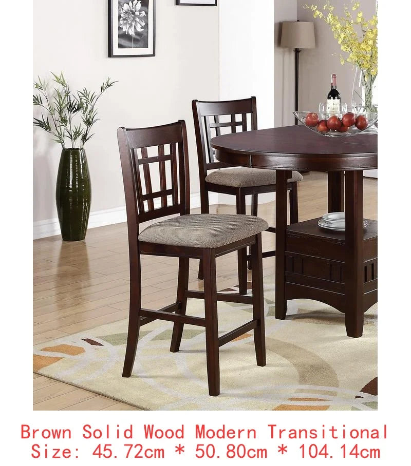 Contemporary Counter Height Dining Set With Round Table And Leaf