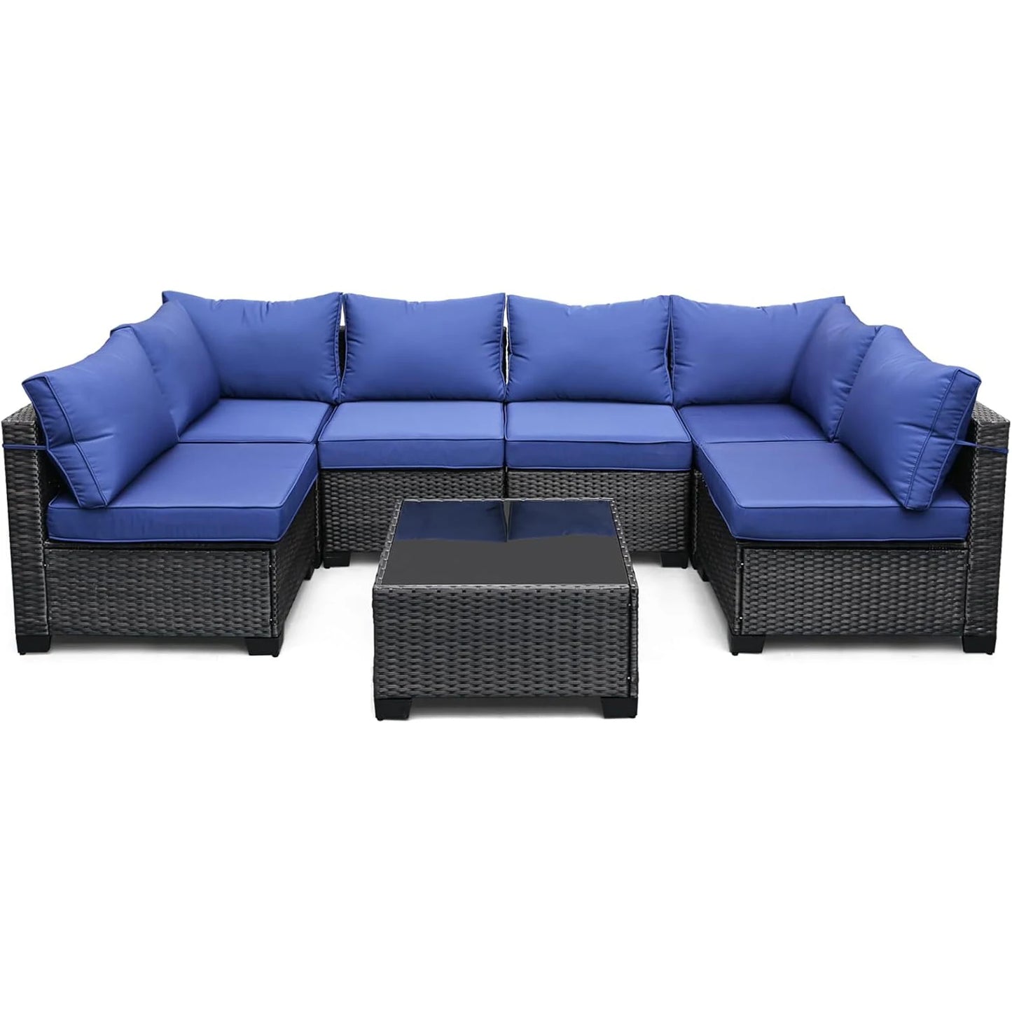 HobbyLane Seven Piece Modular Outdoor Rattan Furniture Set