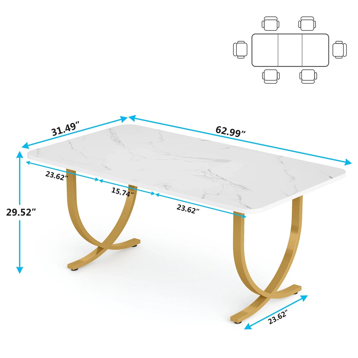 Tribesigns Modern Dining Table With Faux Marble Top Kitchen