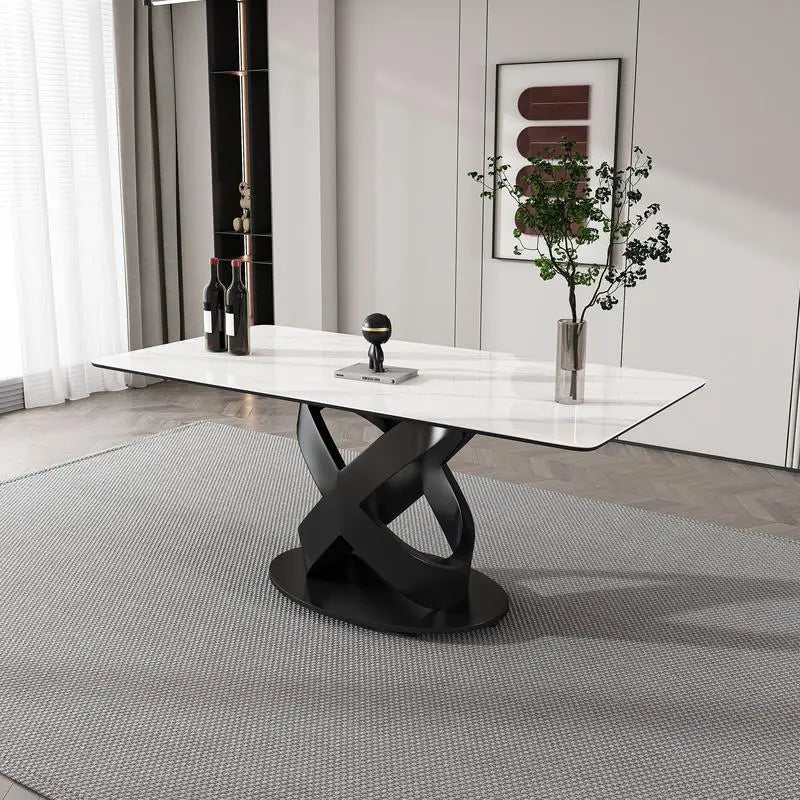 Sintered Stone Top Dining Table With Carbon Steel Base
