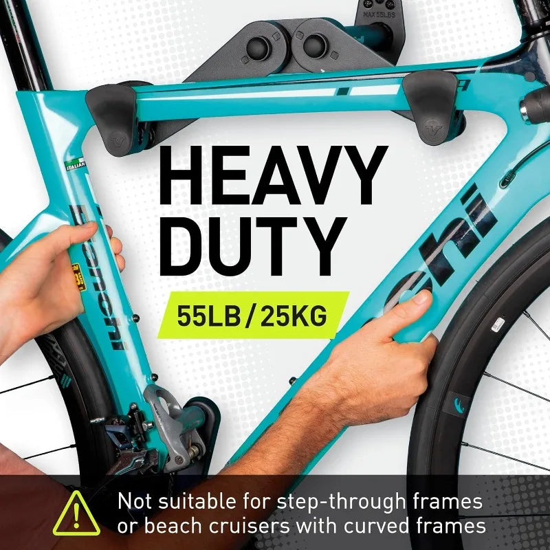 Bike Wall Mount - Horizontal Storage Rack for Hanging Bicycles in Garage - Adjustable Bike Hanger, Holder - Wall Bike R