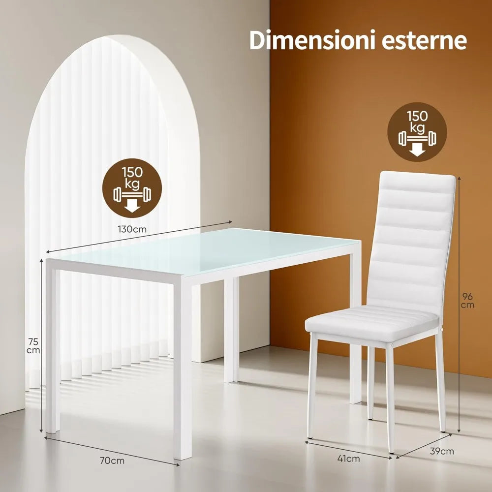 Tempered Glass Dining Table Set With Chairs Modern Kitchen Furniture