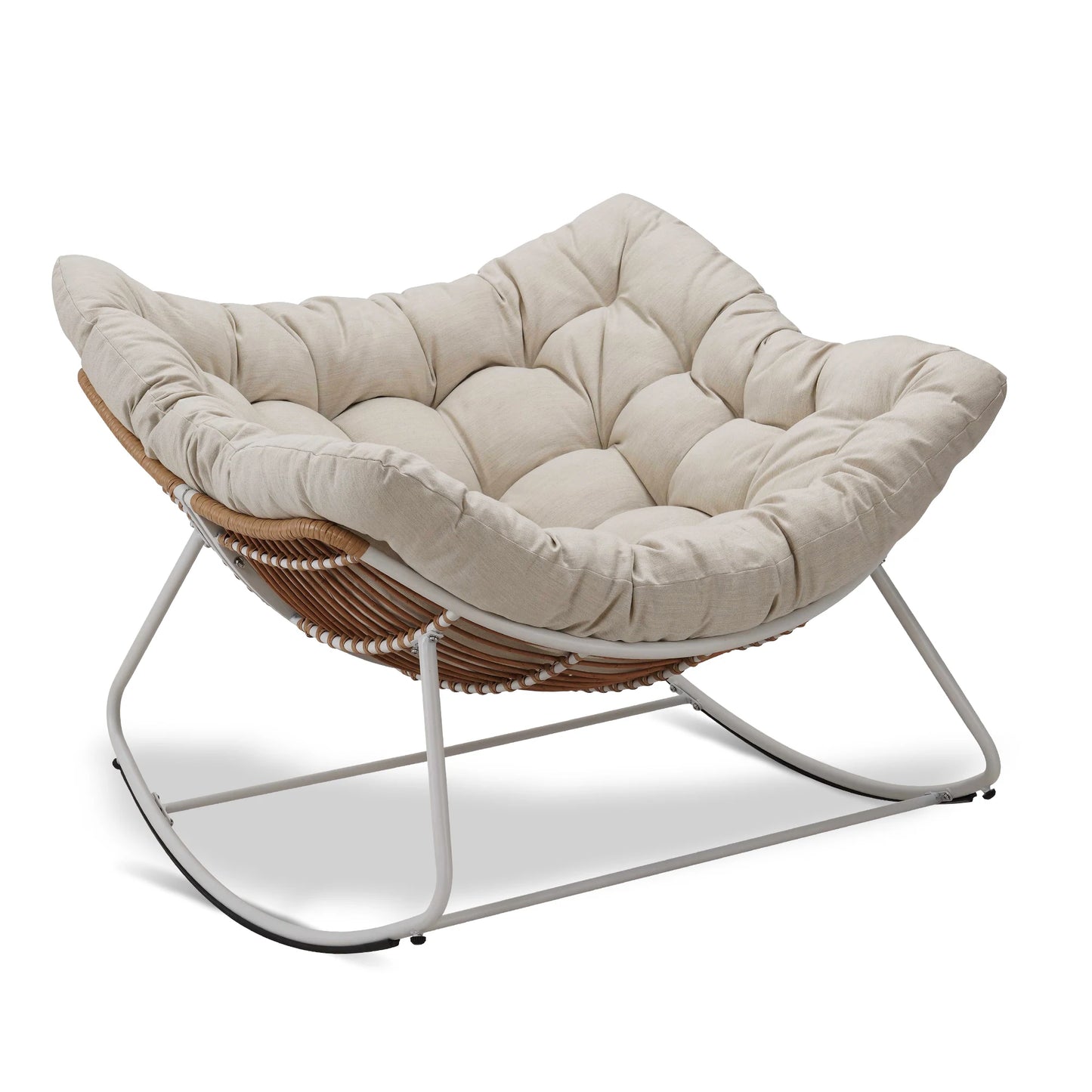 Outdoor Rocking Chair Patio Wicker Egg Chair With Cushion