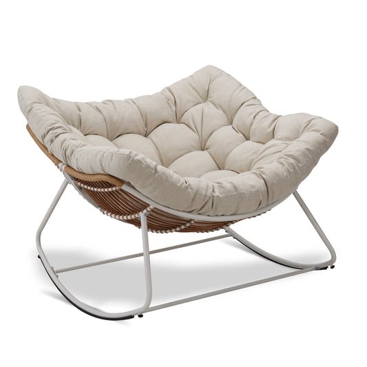 Outdoor Rocking Chair Patio Wicker Egg Chair With Cushion