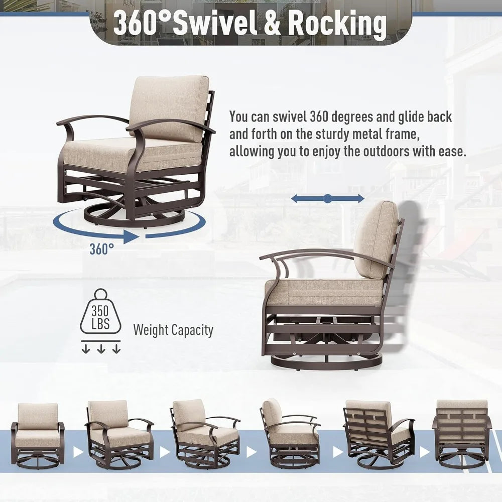 Aluminum Patio Furniture Set With Rocking Chairs For Outdoor Use