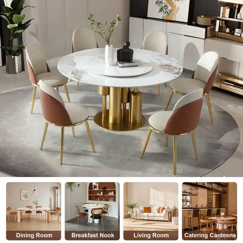 Modern Round Marble Dining Table With Lazy Susan Sintered Stone