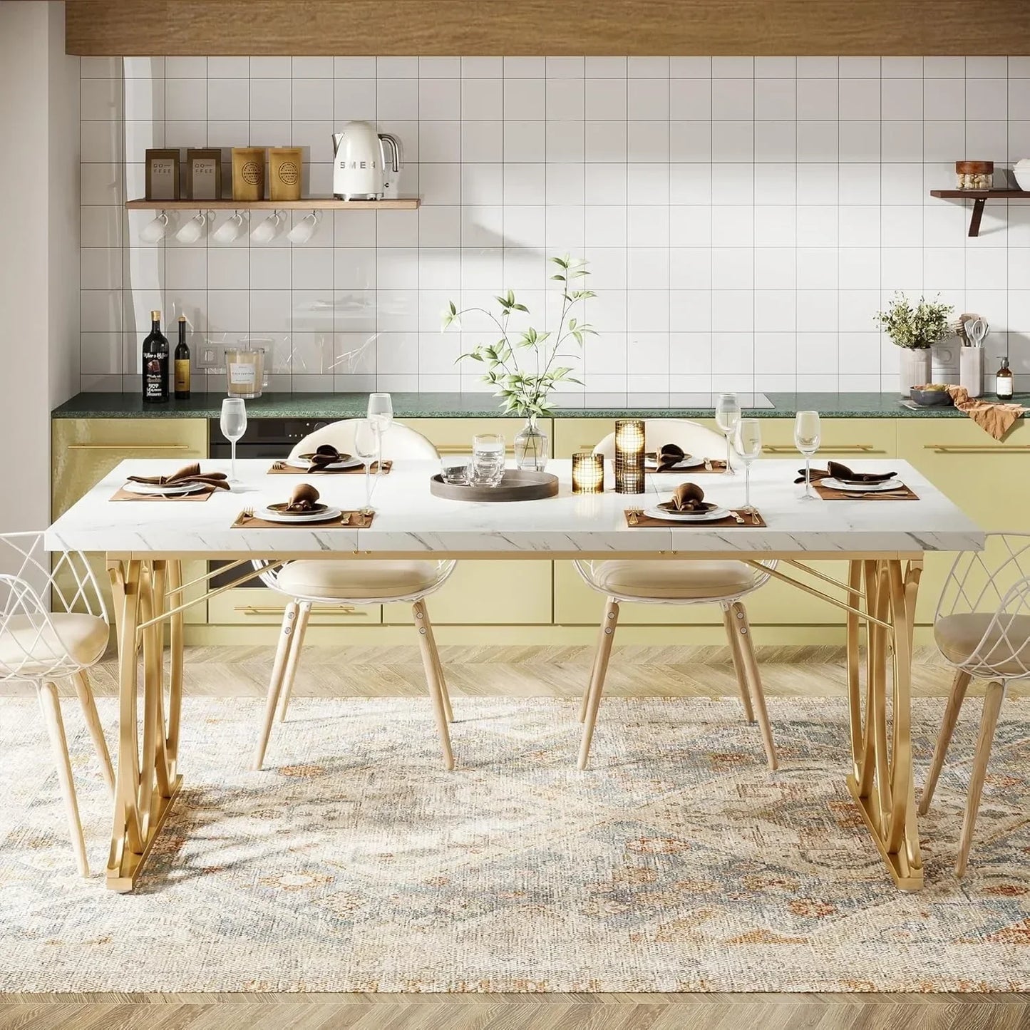 LITTLE TREE Modern Dining Table for Kitchen and Dining Room