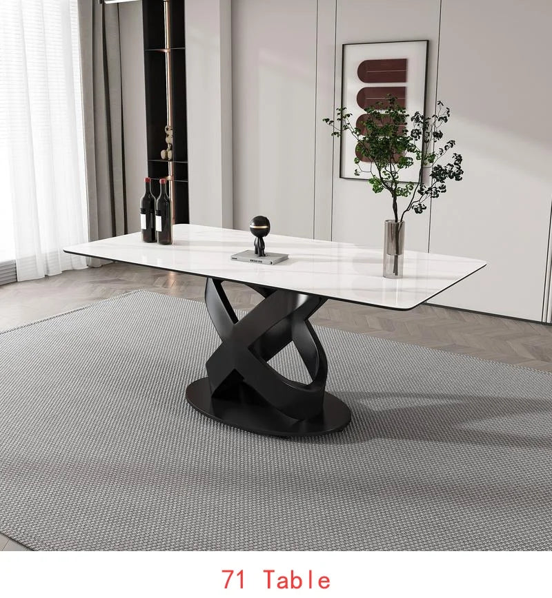 Sintered Stone Top Dining Table With Carbon Steel Base
