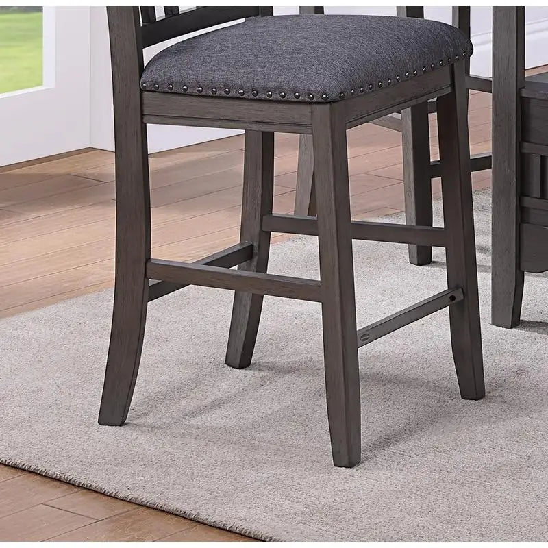 Contemporary Counter Height Dining Set With Round Table And Leaf