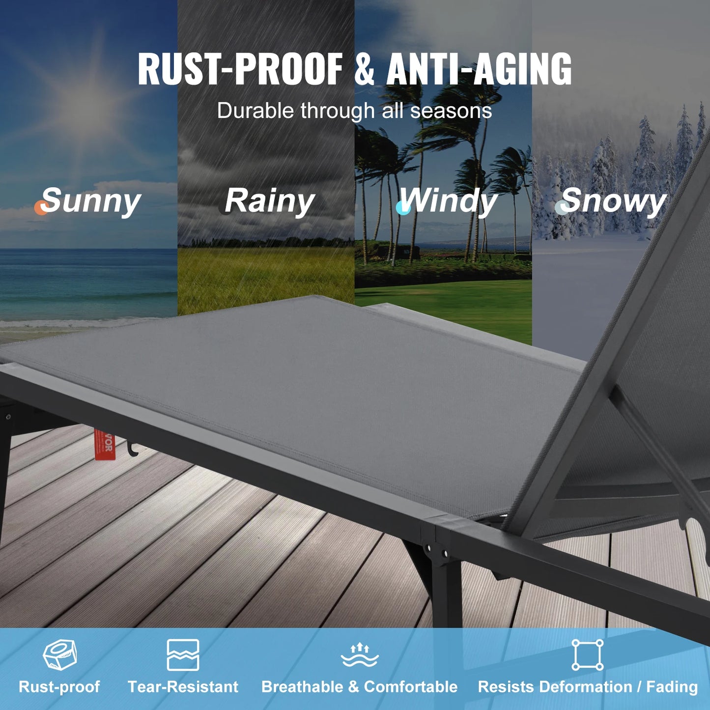 SucceBuy Outdoor Aluminum Chaise Lounge Chair Folding Recliner